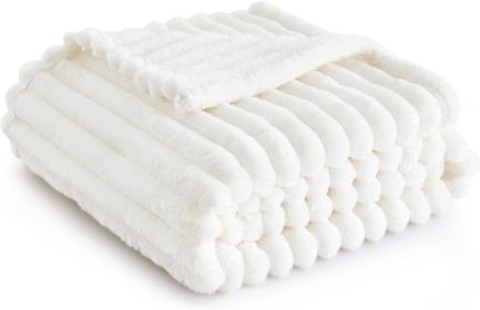 GentleSoft White Fleece Throw Blanket for Couch Cozy Blanket for Women & Teens, 50 x 60 Inches