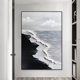Handmade Modern Ocean Wave Oil Painting On Canvas Abstract Oil Painting Hand Painted Large Wall Art For Home Decor (Style: 01, size: 60X90cm)
