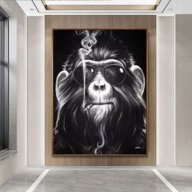 Oil Painting Handmade Hand Painted Wall Art Pop Cartoon Lion Animal Home Entryway Living Room Bedroom Luxurious Decoration Painting (Style: 02, size: 50X70cm)